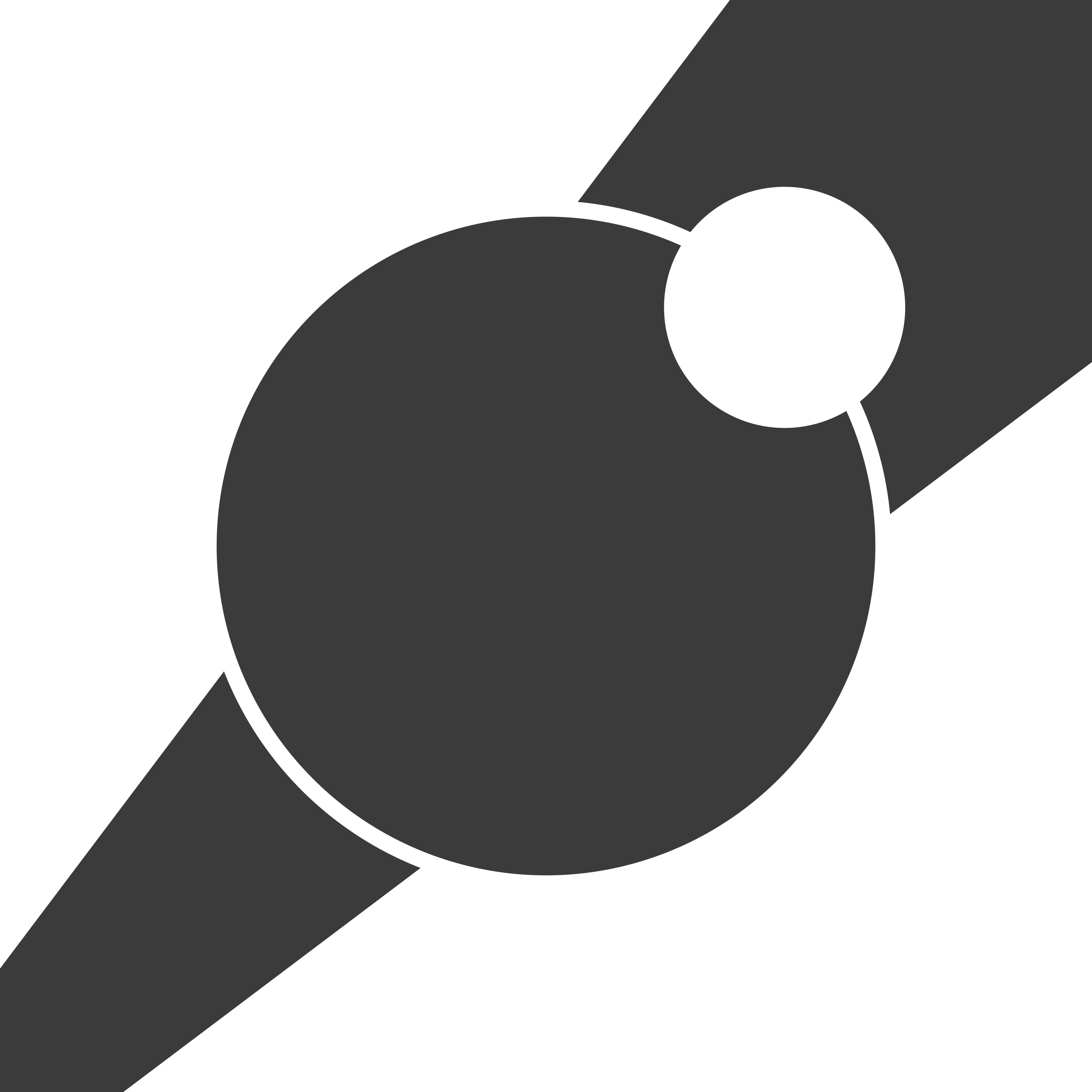 Visible Data's high-contrast geometric square logo featuring a black circle and a smaller white circle with dark maroon outlines, resembling a planet and moon or an eye pointing to the top-right corner of the image. They are centered along a diagonal band of black that cuts through the middle of the design, separating expanding blocks of white on the left and right.
